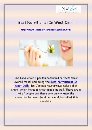 Best Nutritionist In West Delhi
