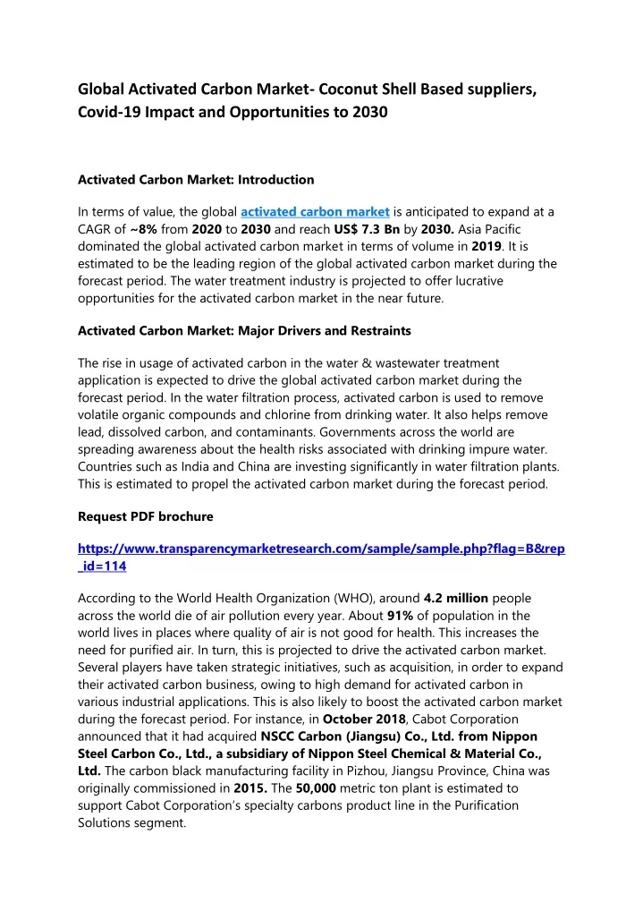 global activated carbon market coconut shell