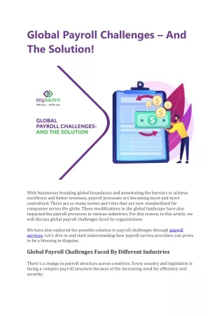 Global Payroll Challenges – And The Solution