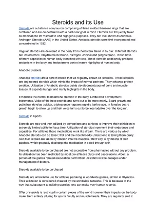 steroids and its use
