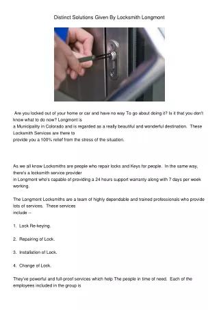 distinct solutions given by locksmith longmont