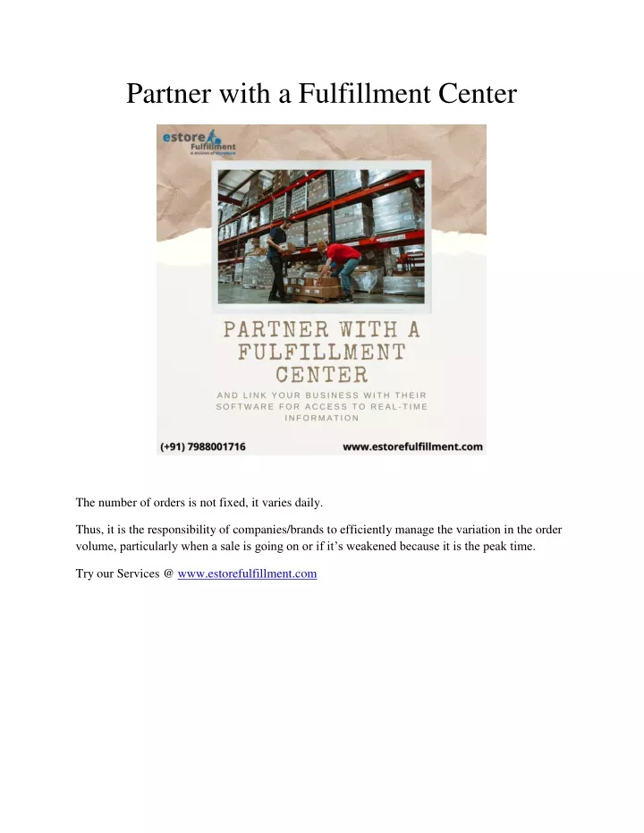 partner with a fulfillment center