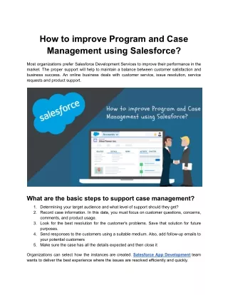 How to improve Program and Case Management using Salesforce
