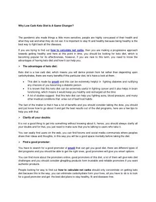why low carb keto diet is a game changer