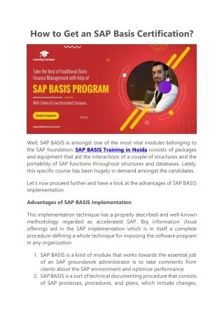 how to get an sap basis certification