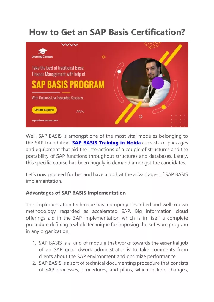 how to get an sap basis certification