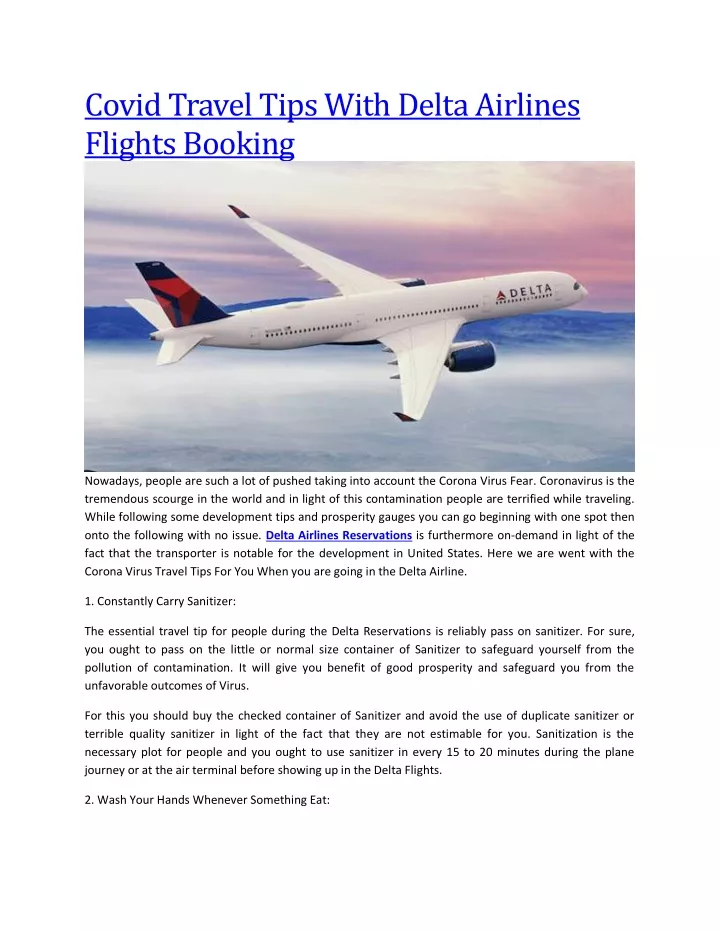 covid travel tips with delta airlines flights