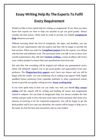 essay writing help by the experts to fulfil