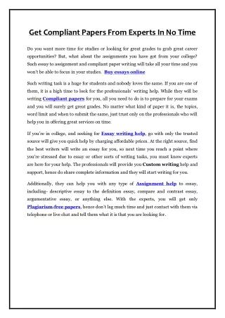 get compliant papers from experts in no time