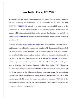 how to get cheap ffxiv gil