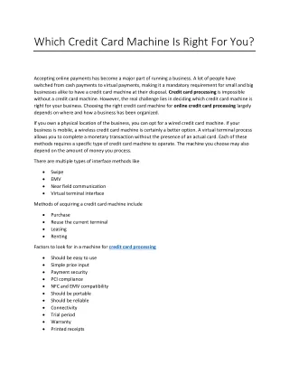 which credit card machine is right for you