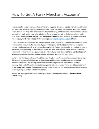 how to get a forex merchant account
