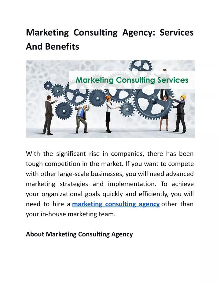 marketing consulting agency services and benefits