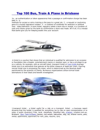 top 100 bus train plane in brisbane