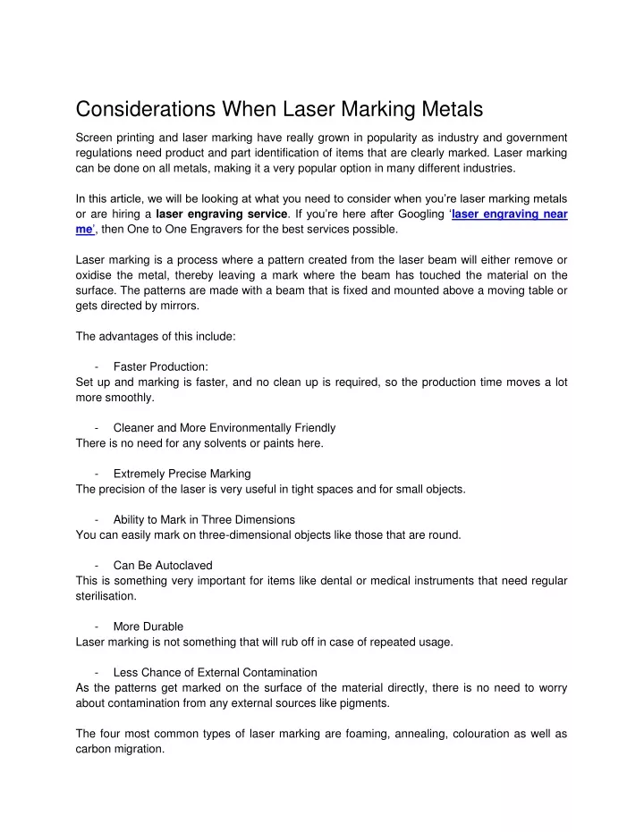 considerations when laser marking metals