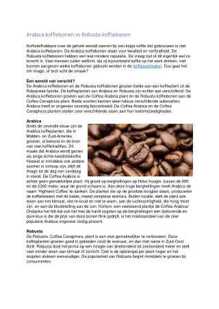 Arabica koffiebonen vs Robusta koffiebonen