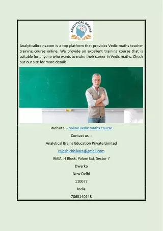 online vedic maths course
