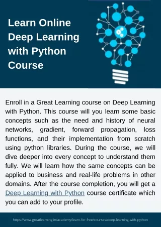 Learn Online Deep Learning with Python Course