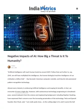 Negative Impacts of AI: How Big a Threat Is It To Humanity?