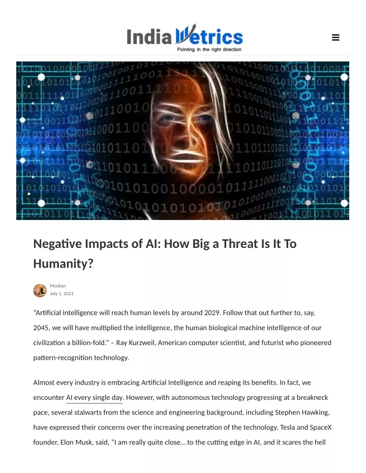 nega ve impacts of ai how big a threat is it to
