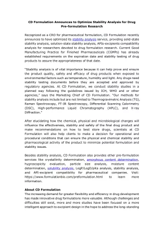 cd formulation announces to optimize stability