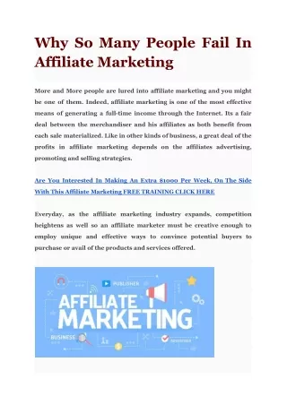Why So Many People Fail In Affiliate Marketing