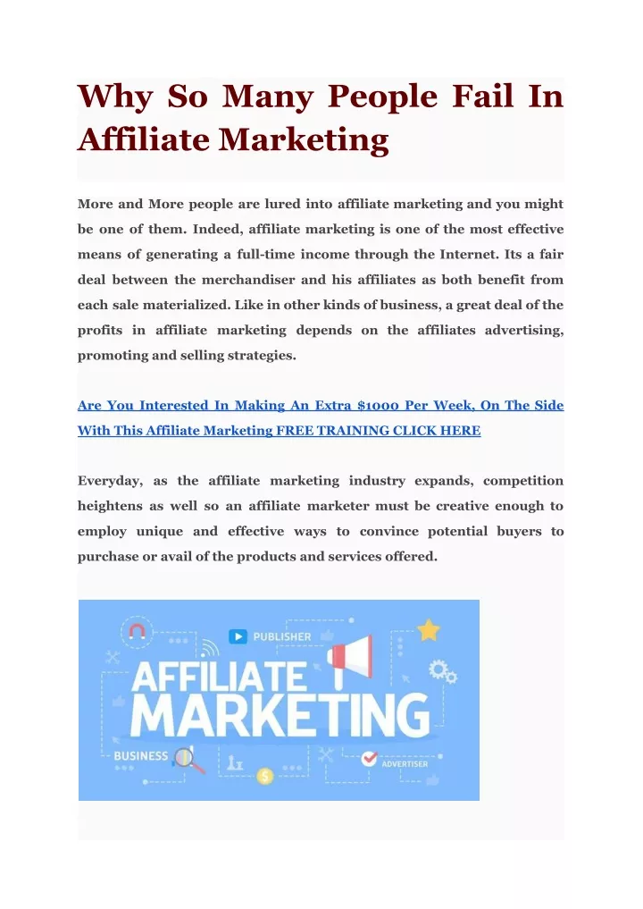 why so many people fail in affiliate marketing