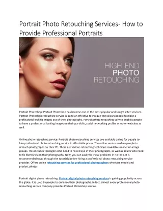 portrait photo retouching services how to provide