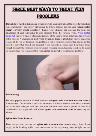 three best ways to treat vein three best ways