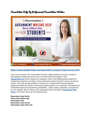 Dissertation Help By Professional Dissertation Writers