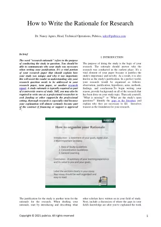 how to write the rationale for research dr nancy
