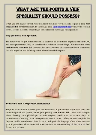 what are the points a vein what are the points