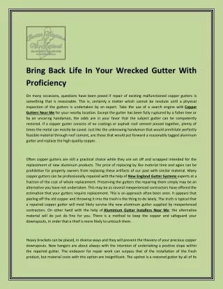Bring Back Life In Your Wrecked Gutter With Proficiency
