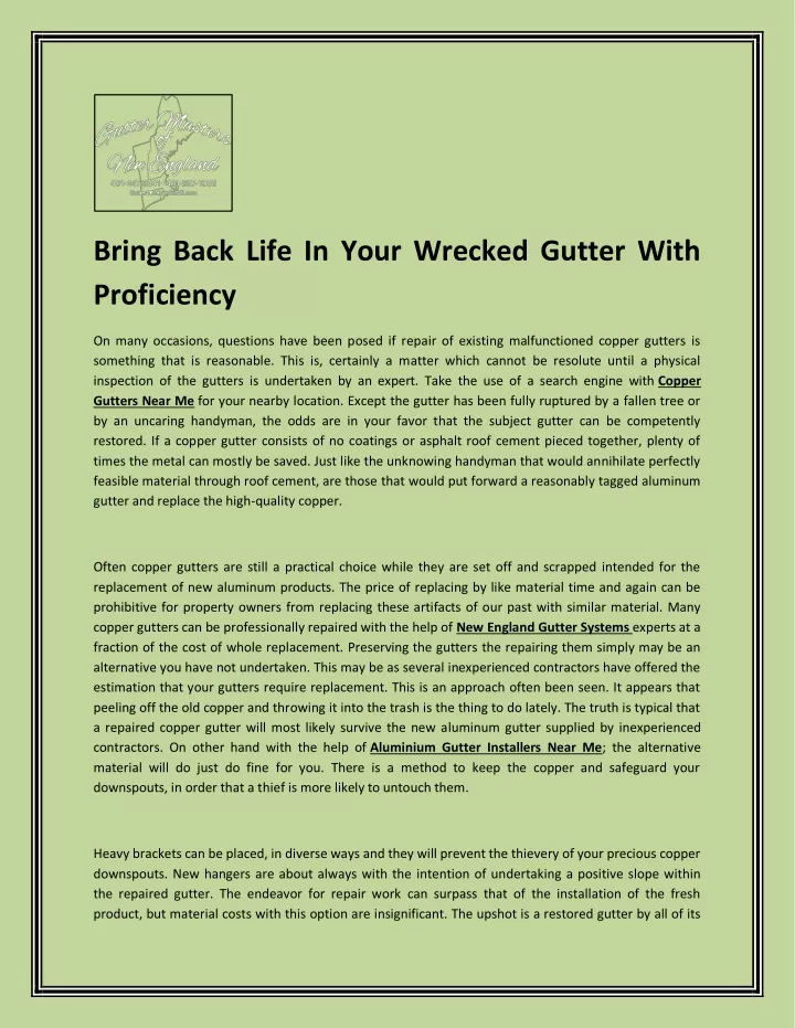 bring back life in your wrecked gutter with