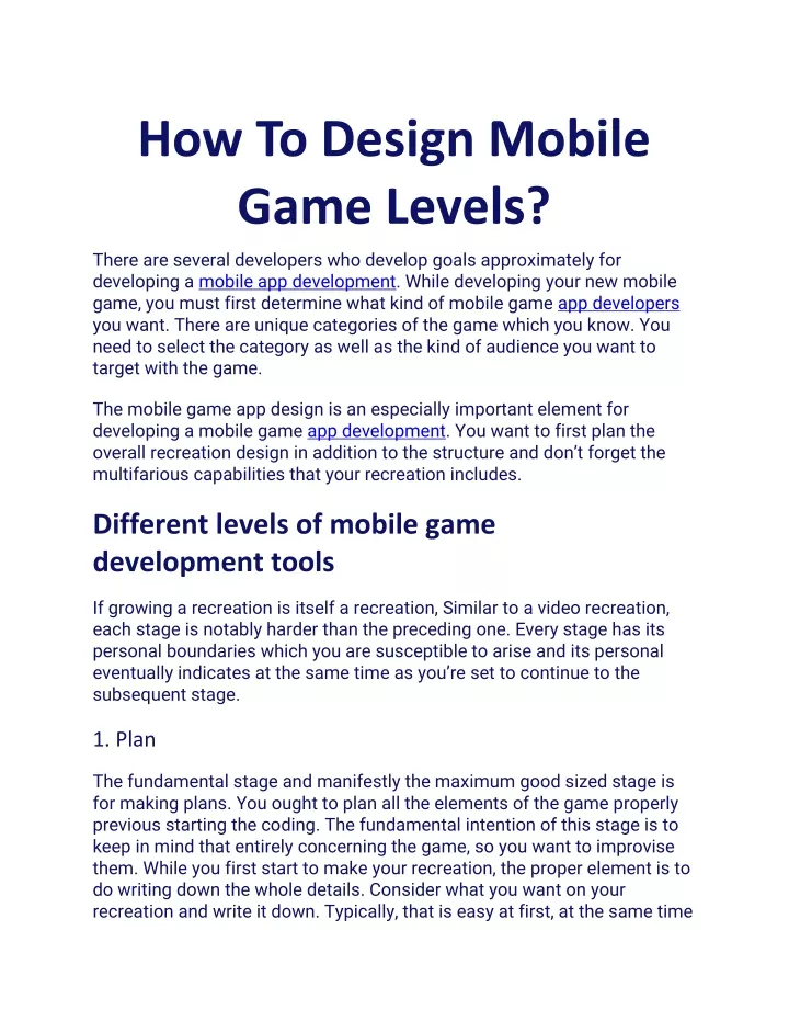 how to design mobile game levels