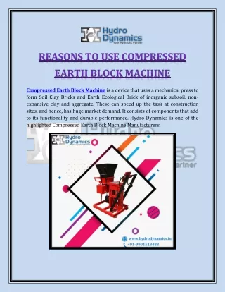 Reasons To Use Compressed Earth Block Machine