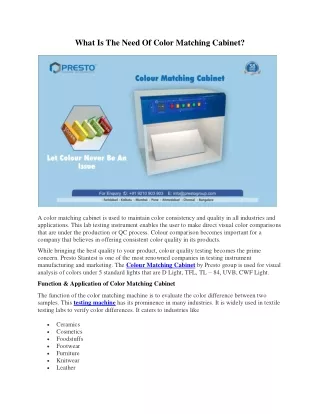 what is the need of color matching cabinet