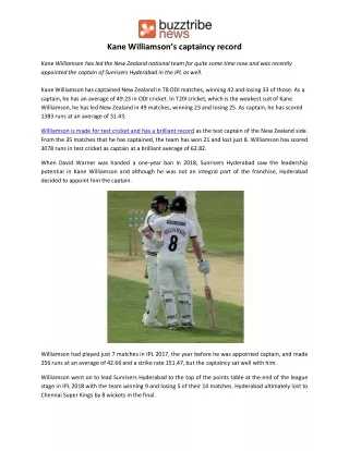 kane williamson s captaincy record