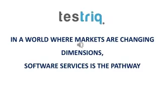 IN A WORLD WHERE MARKETS ARE CHANGING DIMENSIONS, SOFTWARE SERVICES IS THE PATHW