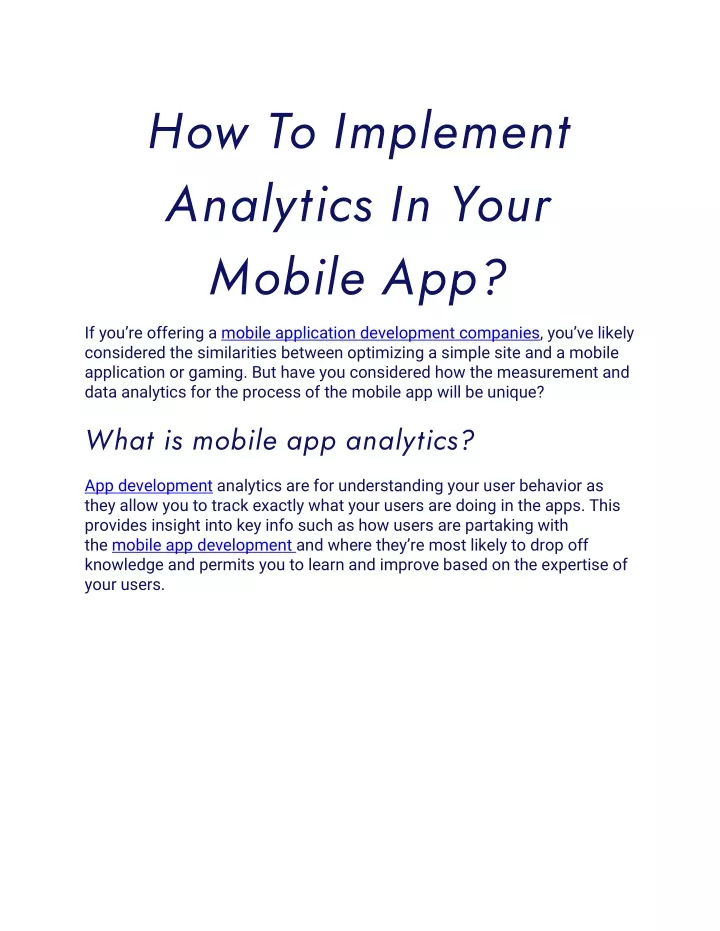 how to implement analytics in your mobile app