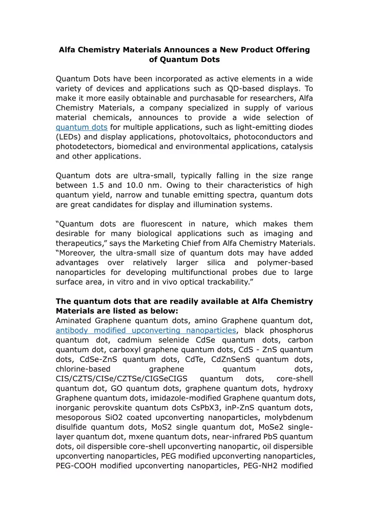 alfa chemistry materials announces a new product
