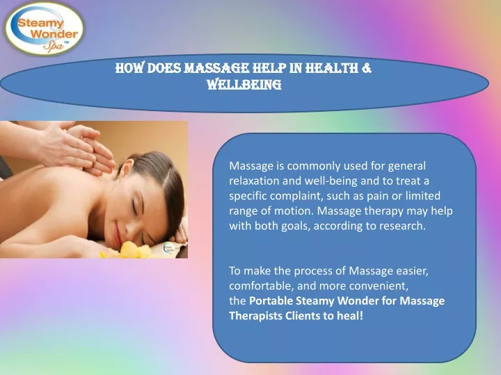 how does massage help in health wellbeing