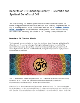 Benefits of OM Chanting Silently
