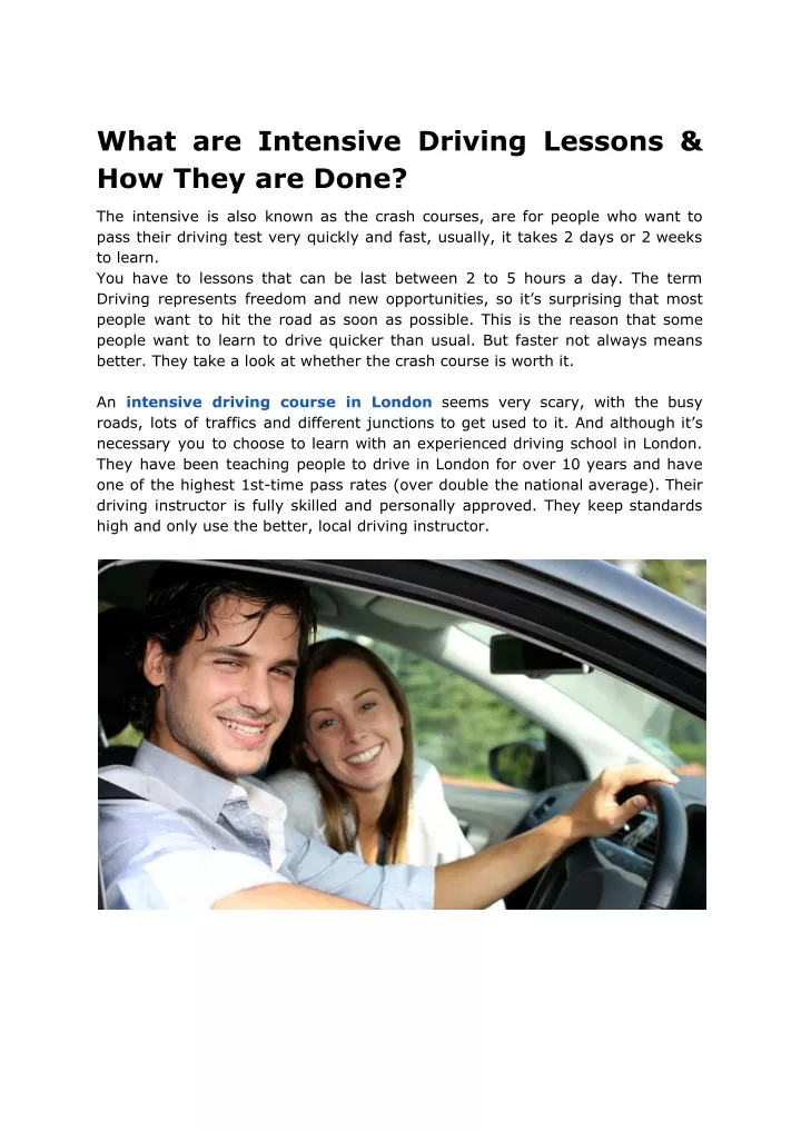 what are intensive driving lessons how they