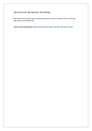 Uber Clone Script - Uber App Script - AIS Technolabs