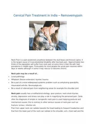 Cervical Pain Treatment in India - Removemypain-converted