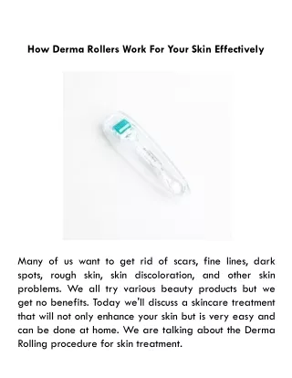 how derma rollers work for your skin effectively