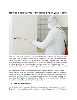 how to keep germs from spreading in your home