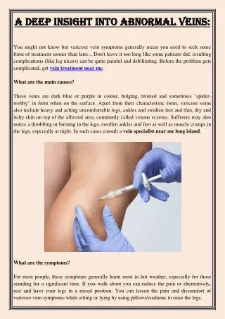 a deep insight into abnormal veins a deep insight