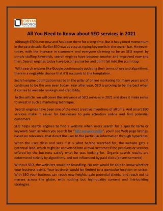 all you need to know about seo services in 2021